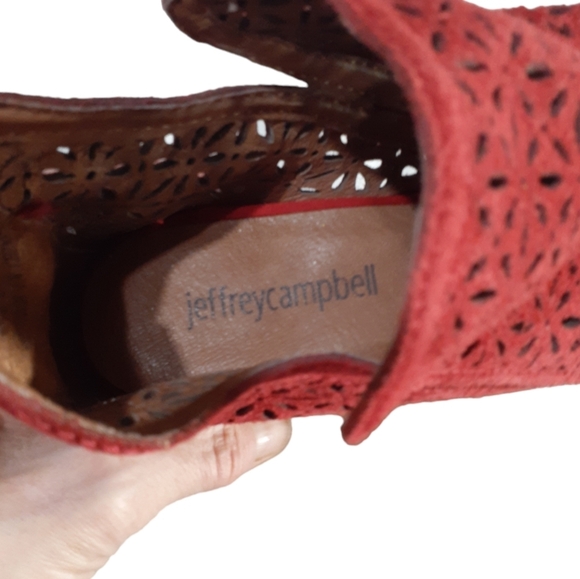 Jeffrey Campbell Red Suede Cut Out Ankle Boots Western Block Heel Bootie… - Picture 7 of 11